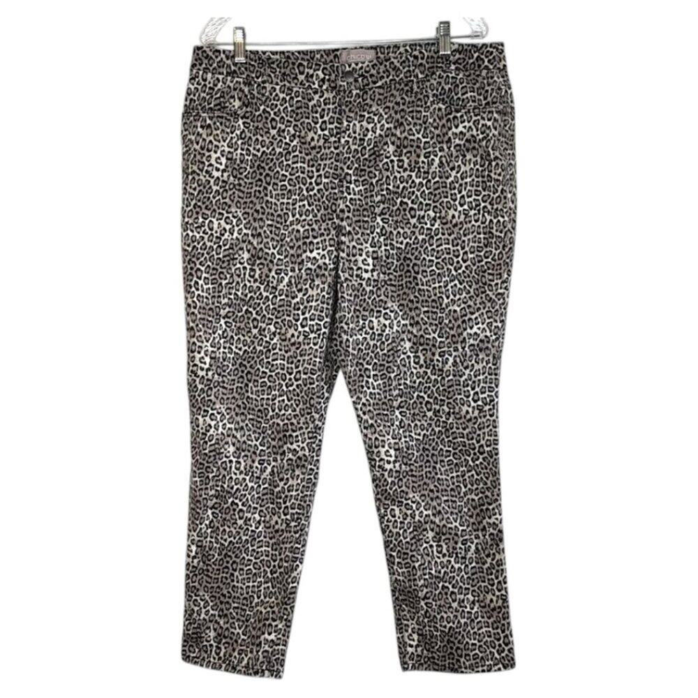 Chico's leopard print ankle length pants, stretch cotton, size 2.5 (large/14)